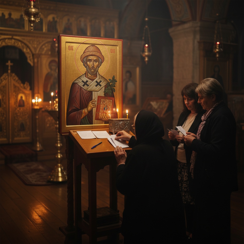 Подать записку Спиридону Тримифунтскому